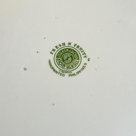 Hand Painted Apple and Fruit Footed Ceramic Platter by Fresh N Fruity - Picture 5 of 5